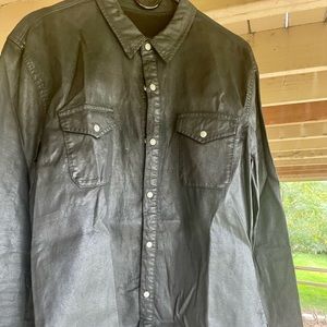 Men’s John Varvatos “leather” finish denim casual dress shirt.